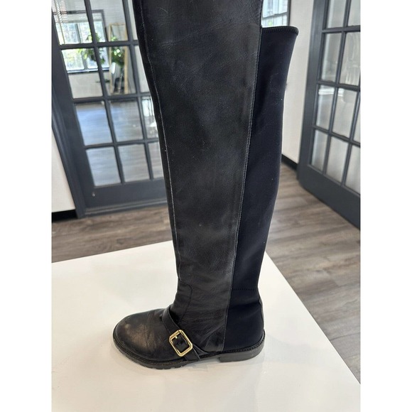 Marc by Marc Jacobs -Tall Flat Black Boots Genuine Leather Sz 37.5 US 7 - Picture 6 of 13